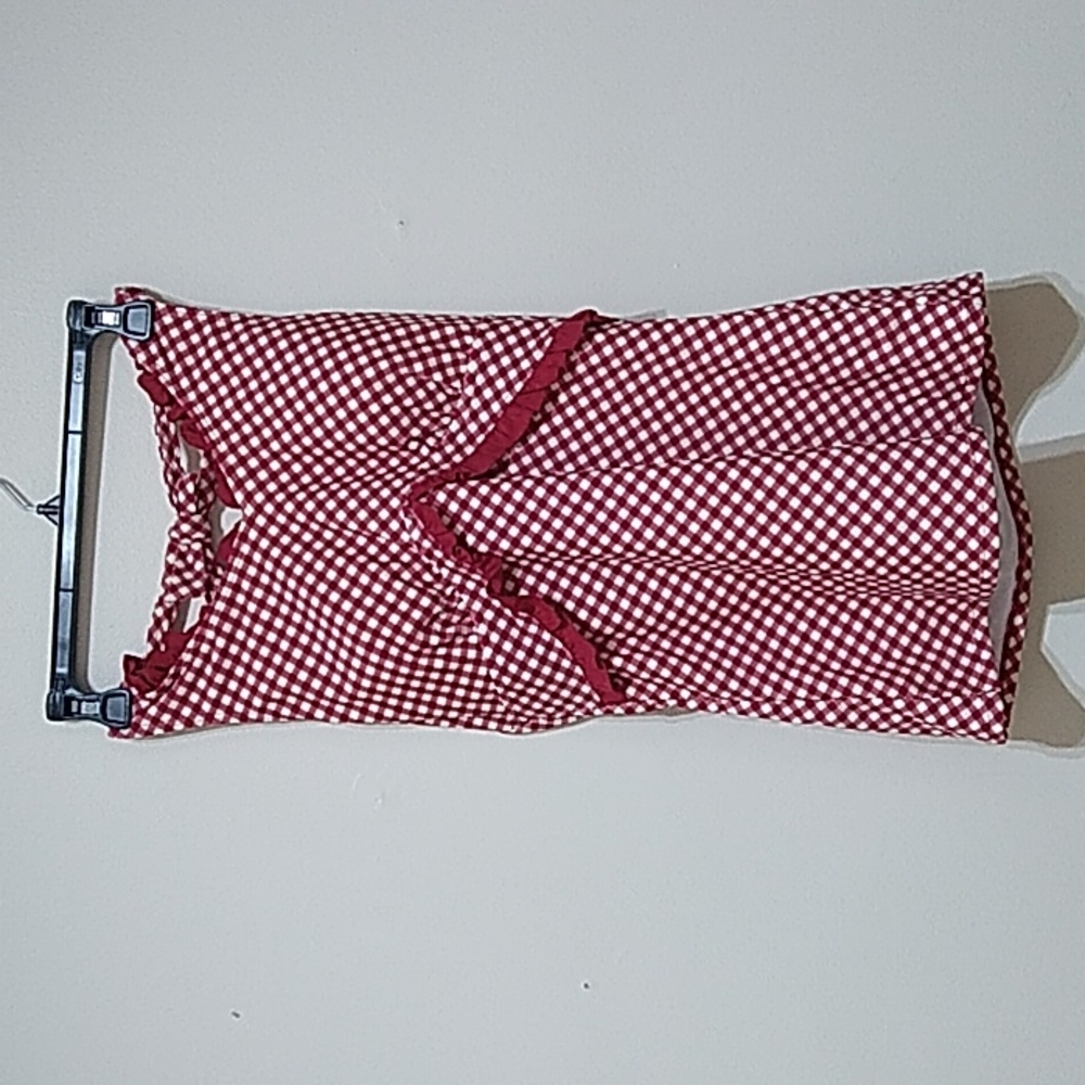 Divinita Sole Red Gingham Halter Swim Top